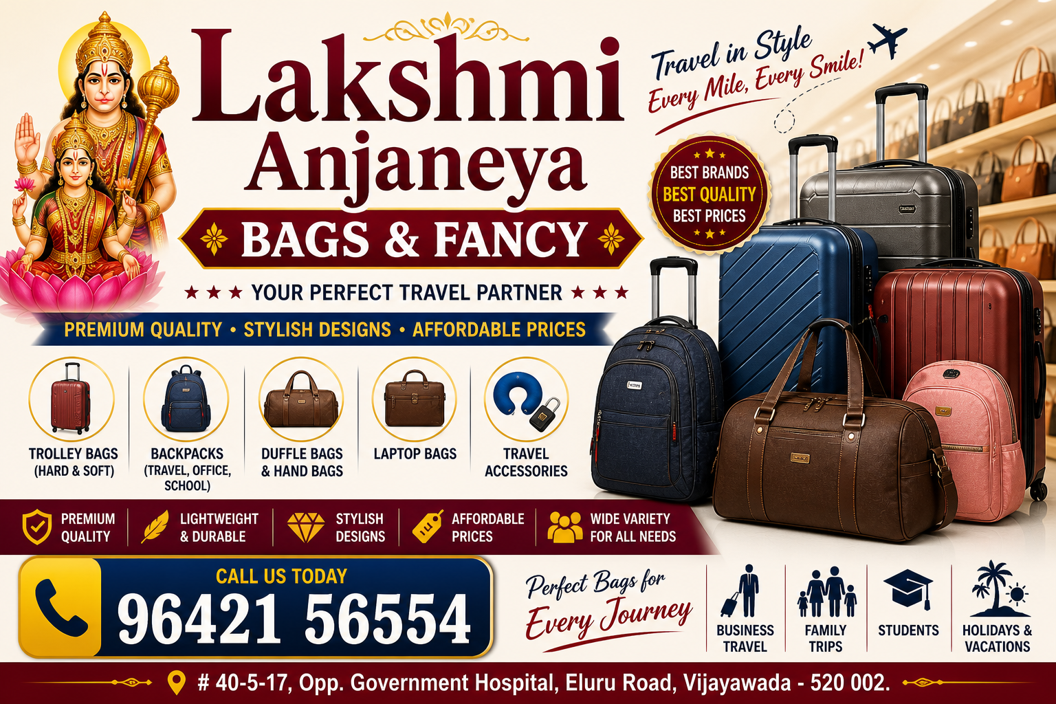 Stylish Travel Bags & Fancy Collections – Lakshmi Anjaneya Bags & Fancy